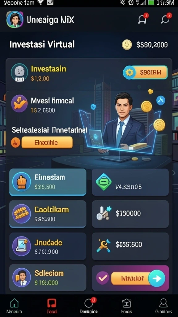 Screenshot karakter yang dapat disesuaikan dengan berbagai item.